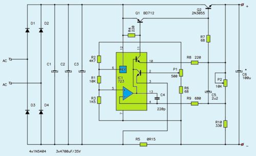 1V-27V 3A可變直流電源電路圖及集成電路設(shè)計(jì)分析